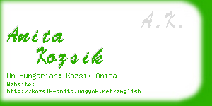 anita kozsik business card